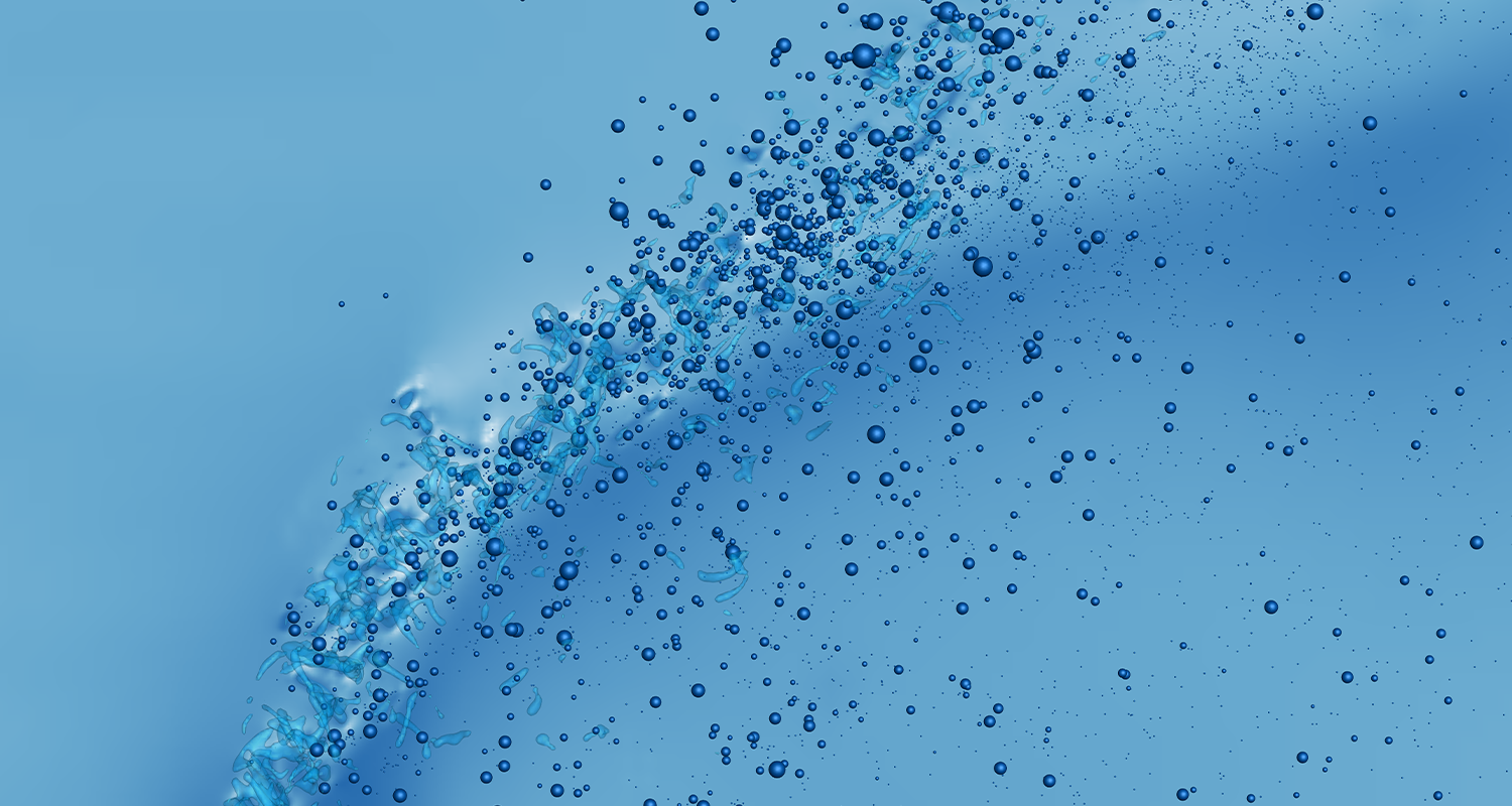 Simulation of a jet in crossflow, demonstrating the transition from Eulerian to Lagrangian modeling.